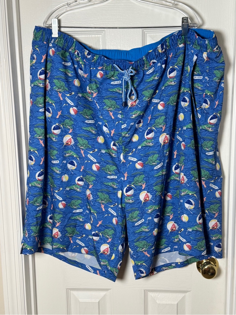 Peter Millar Crown Golf Gator Gimme Swim Trunks Blue Marlin Men's Size 3XT